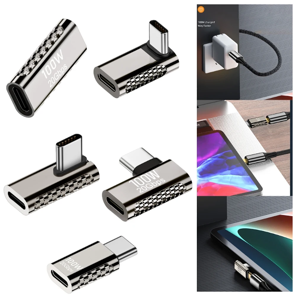 타입 C OTG 어댑터 100W 20Gbps 고속 데이터 전송 컨버터 USB C(수) - USB C(암) 커넥터 (휴대폰, 노트북, 태블릿용)