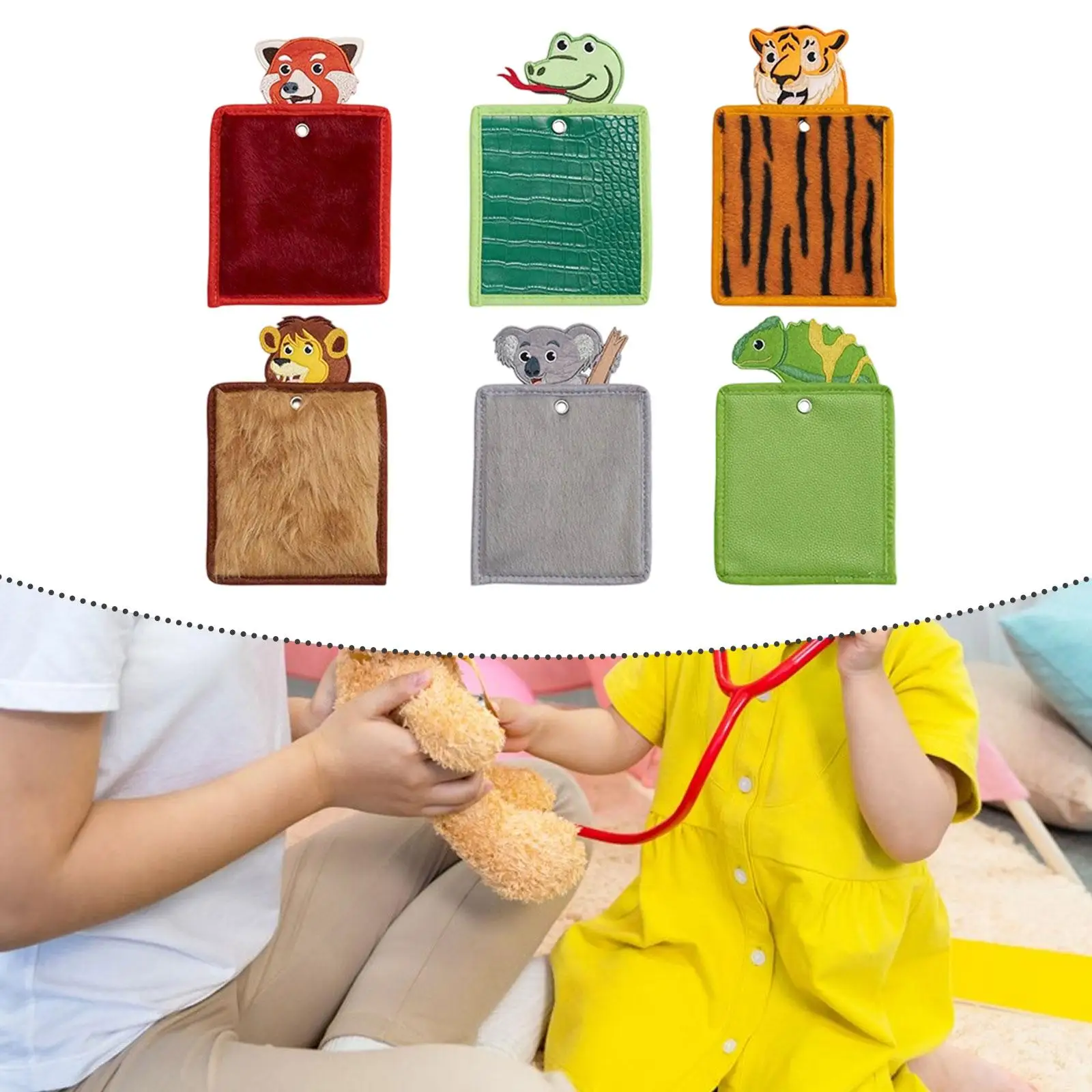 6Pcs Sensory Mats Tactile Sensory Toys Portable Animal Design Sensory Panel Sensory Pads for Children Playroom Home Classroom
