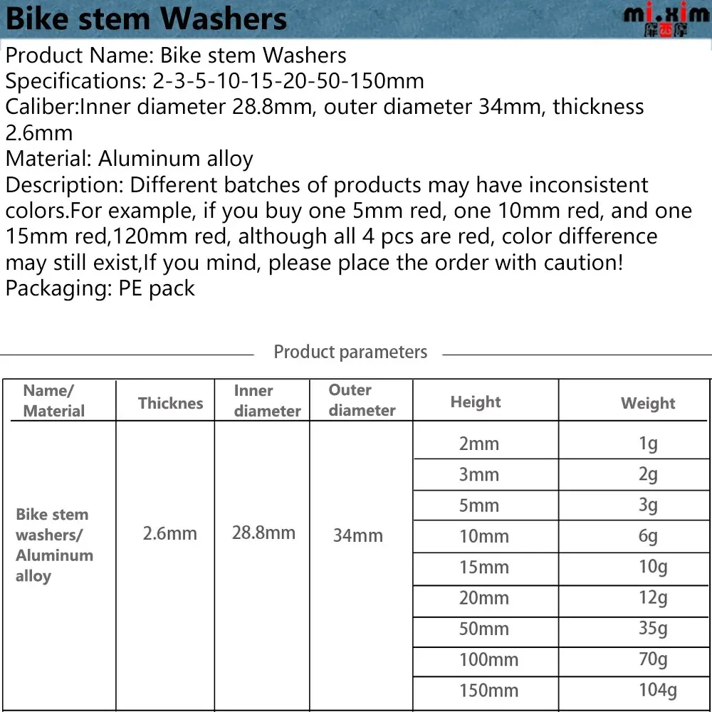 Aluminum Spacer 1-1/8" 28.6mm Bicycle Front Fork Standpipe Headset Stem Alloy Washer 50/100/150mm Height Handlebar Rise-up Adjus bicycle fork accessory bike front fork accessory bike fork accessory bike front fork parts