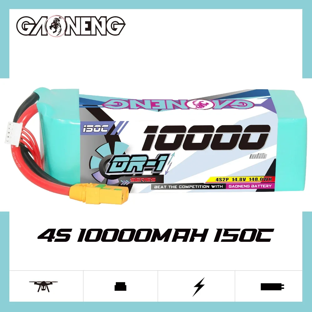 

GAONENG GNB DR-1 10000mAh 4S 150C 300C 14.8V XT90S LiPo Battery RC Boat RC Car E-flite Valiant Parkzone E4F Wildcat 3D Aircraft