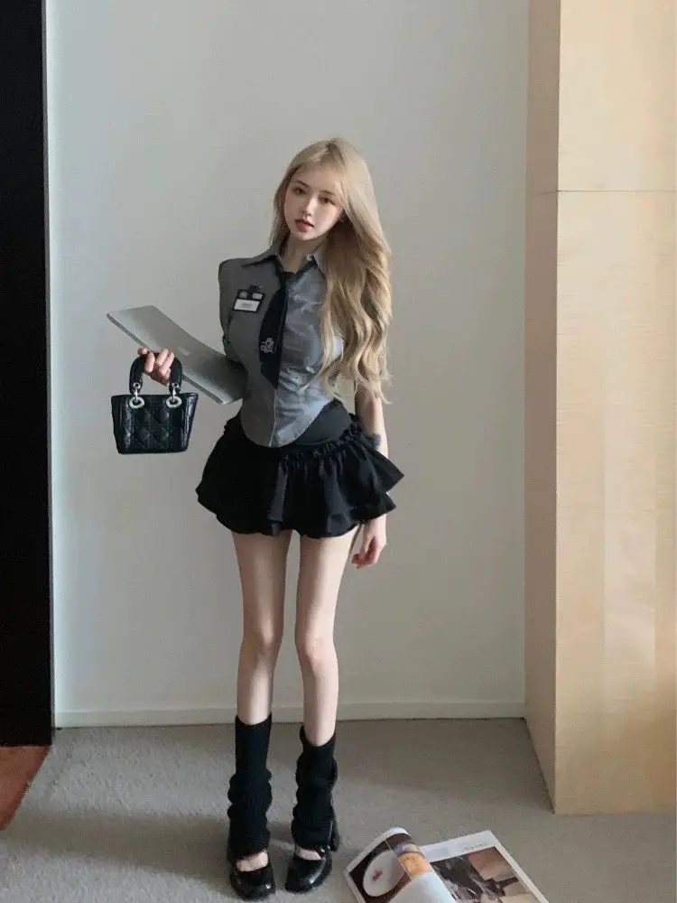 Jk Uniform Set Preppy Uniform Korea Style Elegant Vintage School Short Sleeve Sweet Sexy Jk Dress Set