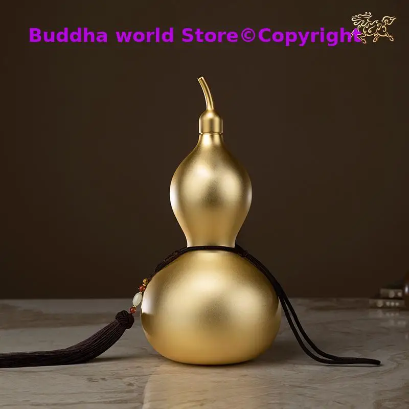 

Europe Asia large Good omens Good luck 24K gold-plated gourd copper HU LU Mascot sculpture Home hall company Decorative statue