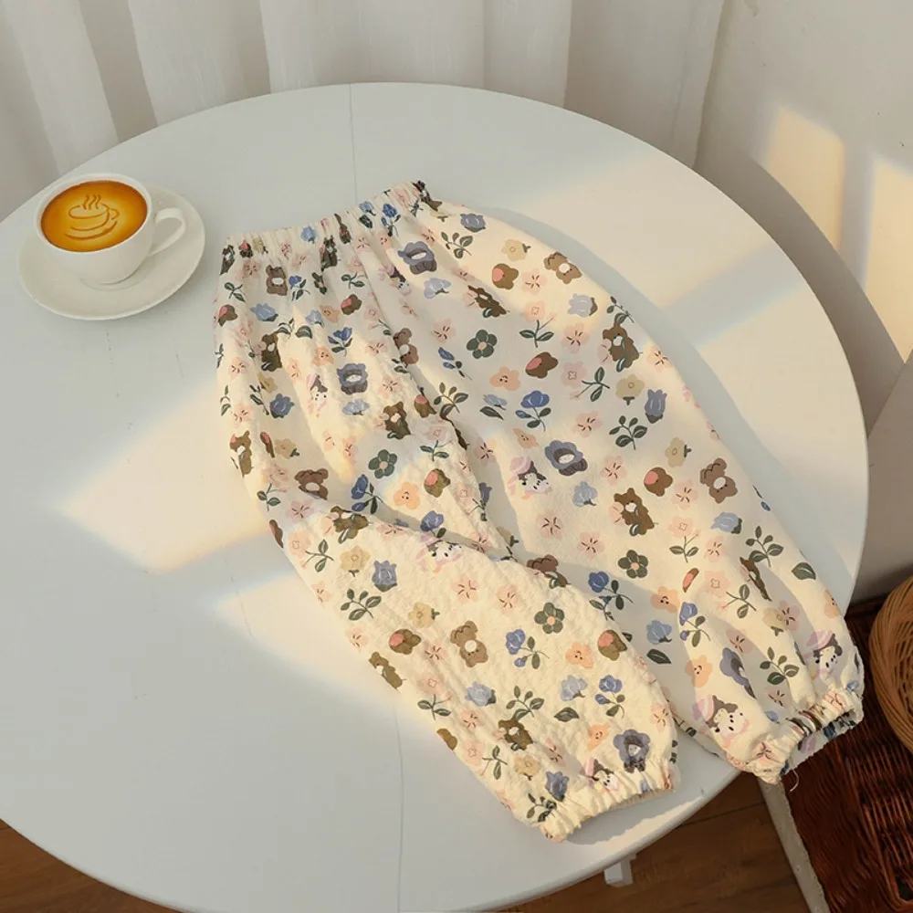 2025 جديد للأطفال سراويل طويلة غير رسمية الكرتون المطبوعة تنفس البعوض واقية السراويل الصيف طفل موضة رقيقة السراويل الطويلة