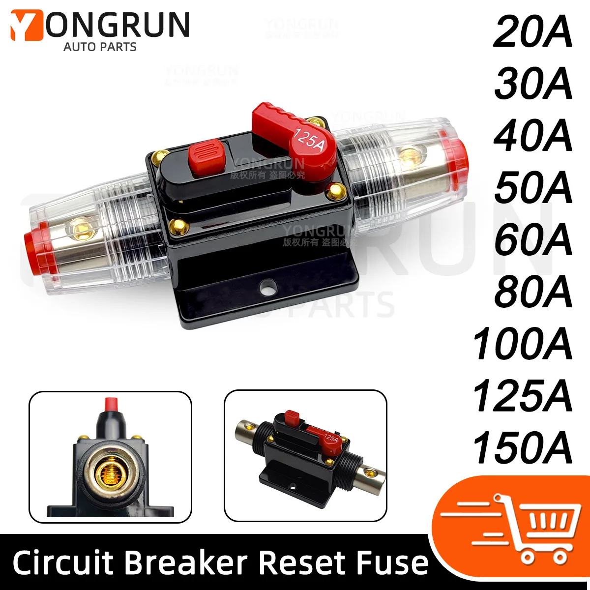 20A to 150A Circuit Breaker with Manual Reset for Car Audio System Waterproof Marine Circuit Breaker Reset Fuse 12V48V DC