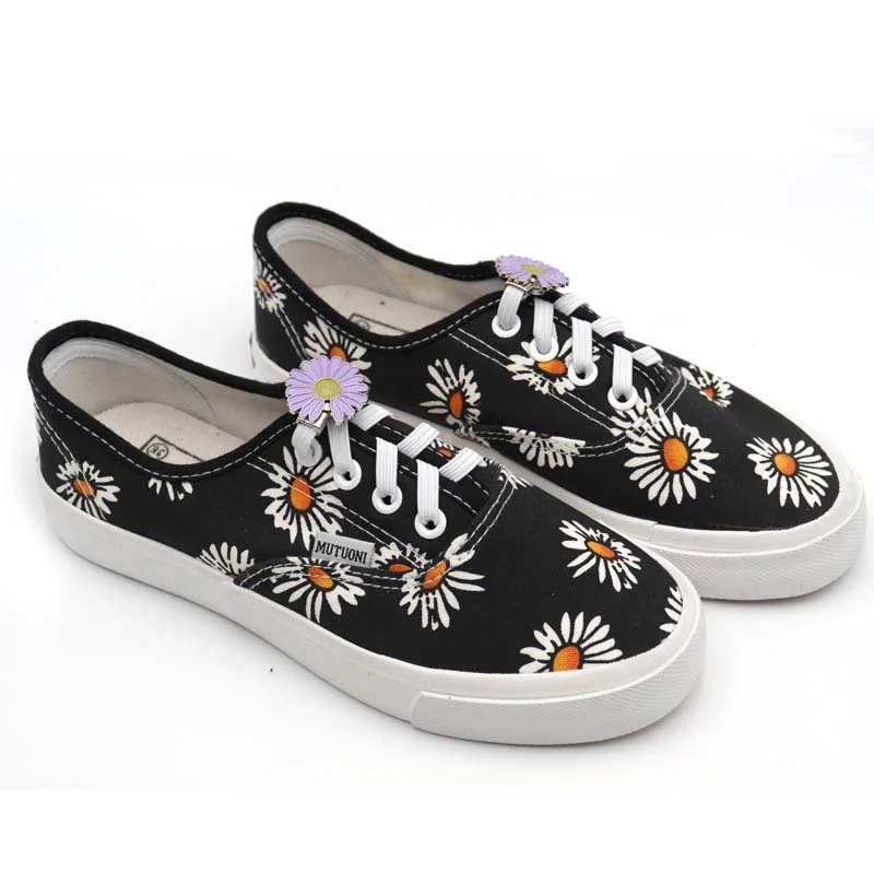 No Tie DIY Cute Sun Flower Magic Metal Aglet 4 colors Replacement Shoelaces Daisy Tips Head For Teenage Shoes Accessories