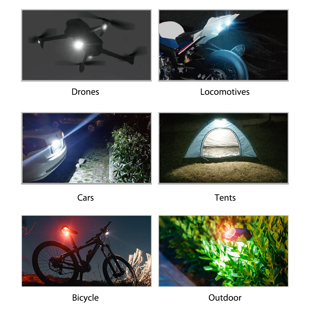 Lampe stroboscopique avion 4/8 pièces 2.4G télécommande 7 couleurs moto