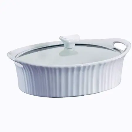 

White 2.5-quart Oval Casserole with Glass Lid Cooking glass pot Aluminium pan Stainless pot 냄비 Cookware Stainless steel Kitc