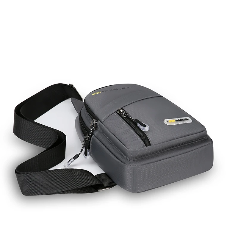 Men's fashionable black crossbody bag with adjustable shoulder straps and zipper closure, ideal for daily commuting and exercise