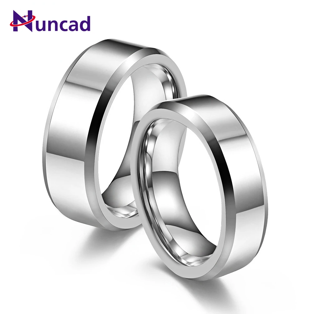 NUNCAD 6mm 8mm Double Bevel Tungsten Steel Smooth Ring Tungsten Gold
