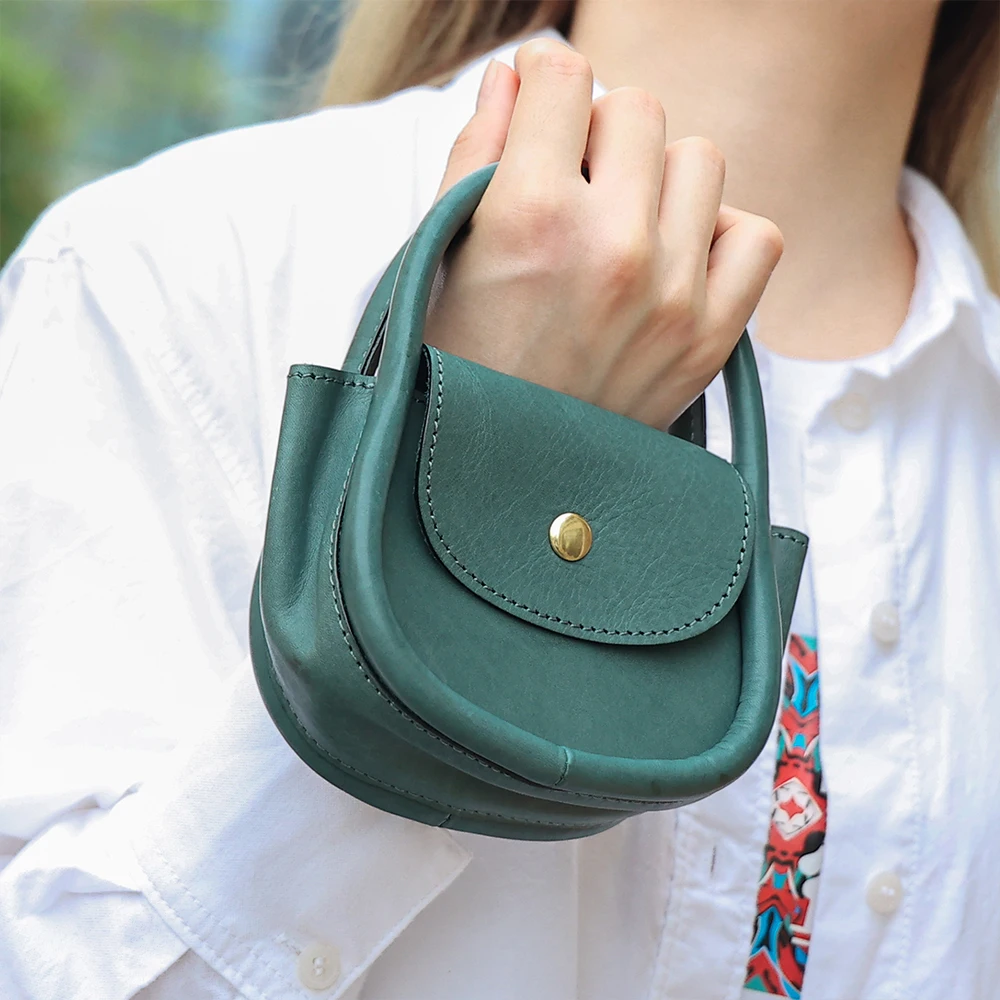 Full-grain Leather Single Shoulder Crossbody Small Bag Street Trend Small Cosmetic Bag Girl Lipstick Women Make Up portable bag