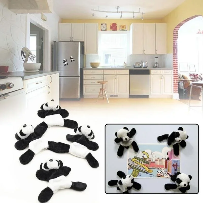 Lovely Simulation Plush Panda Fridge Sticker Magnet Refrigerator Festival Gifts Sticker Suitable Tourism Suitcase Souvenir Tags