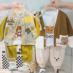 Spring and autumn new children's infant suit boys and girls children's letter printed long sleeve zipper jacket + trousers set