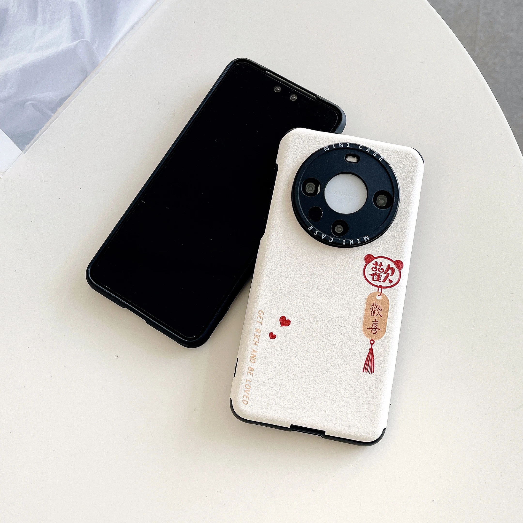 

New Huawei phone case leather road texture Chinese theme couple phone case P40p P50p Mate30p 40p 50p Mate60p