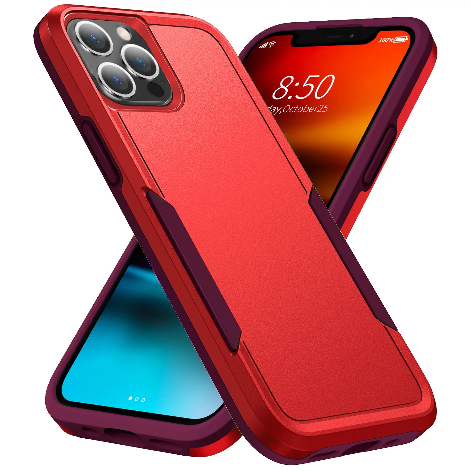 Armor Shockproof Phone Case with Heavy Duty TPU Bumper and Hard Plastic Back Cover