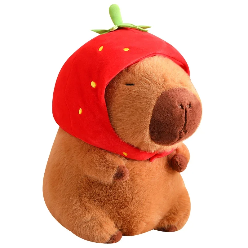 thumbnail image 1 of Turtle Backpack Capibara Strawberry Hat Capybara Plush Toy Simulation Stuffed Animals Papa Hand Circle Ring Small Pendant Decor, 1 of 5