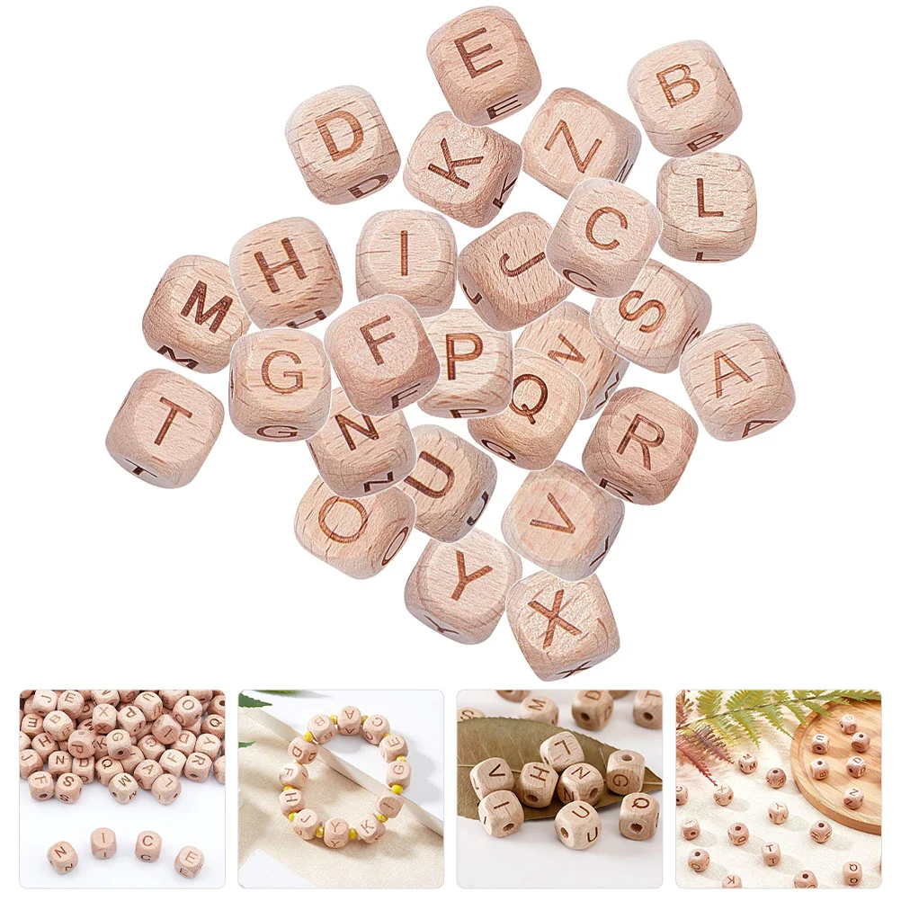 

Нежные бусины для браслетов 26 шт., бусины с алфавитом россыпью, портативные бусины «сделай сам» для изготовления ювелирных изделий, деревянные бусины