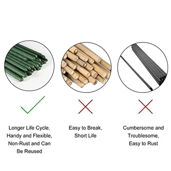 Steel Garden Plant Stakes 57 Inch Support Stick 25 Pack Climbing Tomato Stakes Potted Plants Non-Slip Design Easy to Use Wide 2