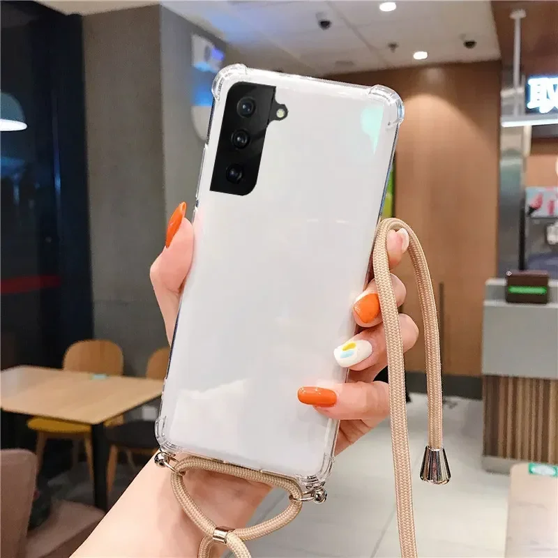 Shockproof Silicone Crossbody Necklace Transparent Phone Case