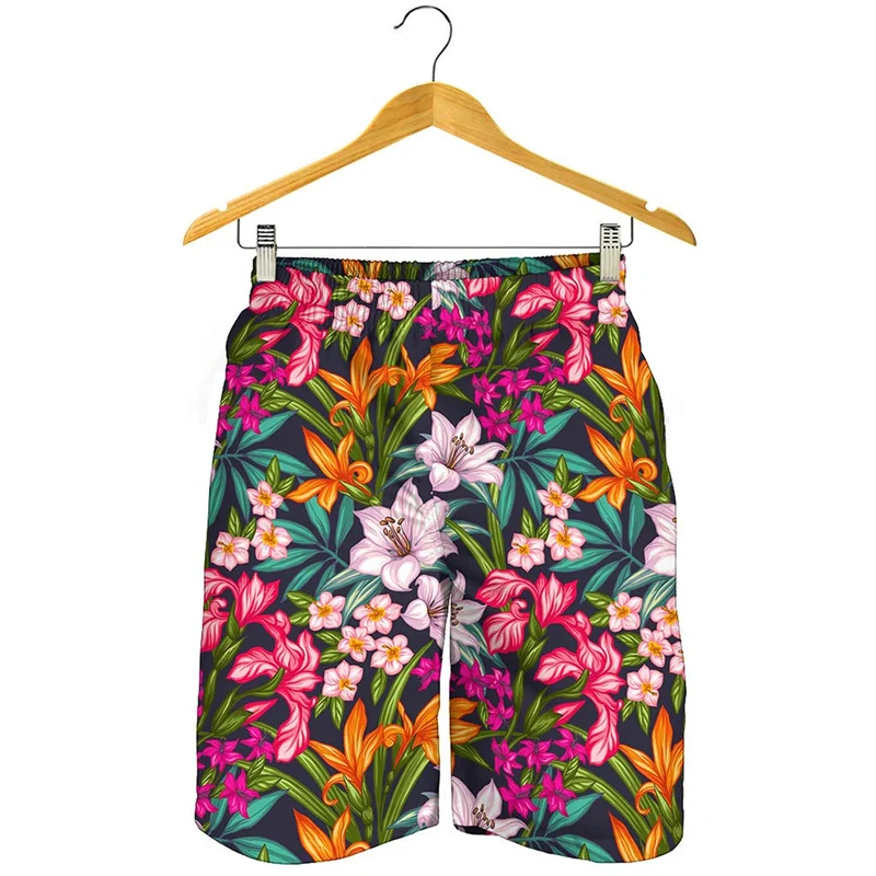 

Hot Sale Tropical Flowers 3d Print Beach Shorts Men Summer Street Cool Short Pants Swim Trunks Fashion Surfing Board Shorts