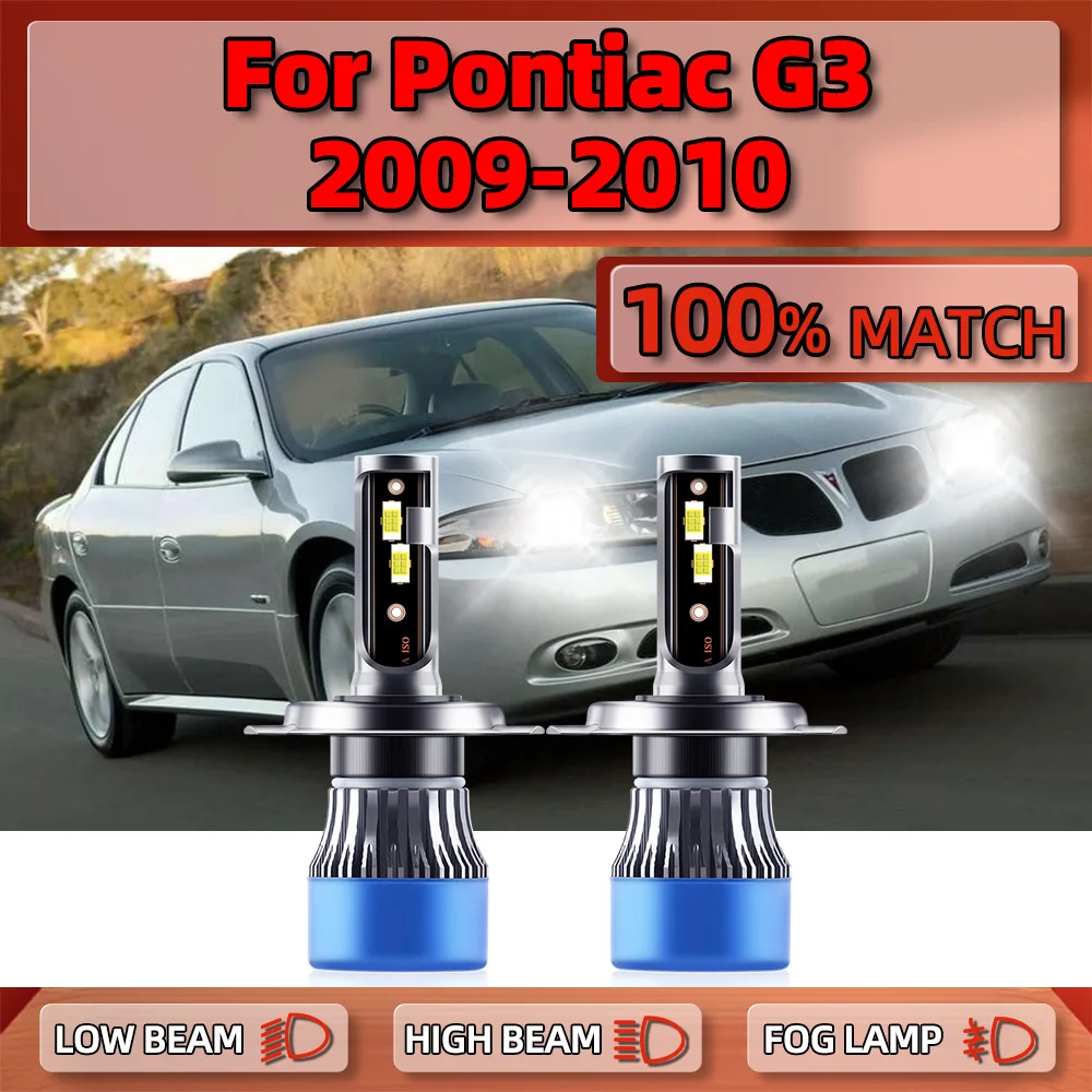 

2Pcs H4 Canbus LED Car Headlight 120W 20000LM Turbo Auto Lamps Bulbs 6000K White 12V High Low Beam For Pontiac G3 2009 2010