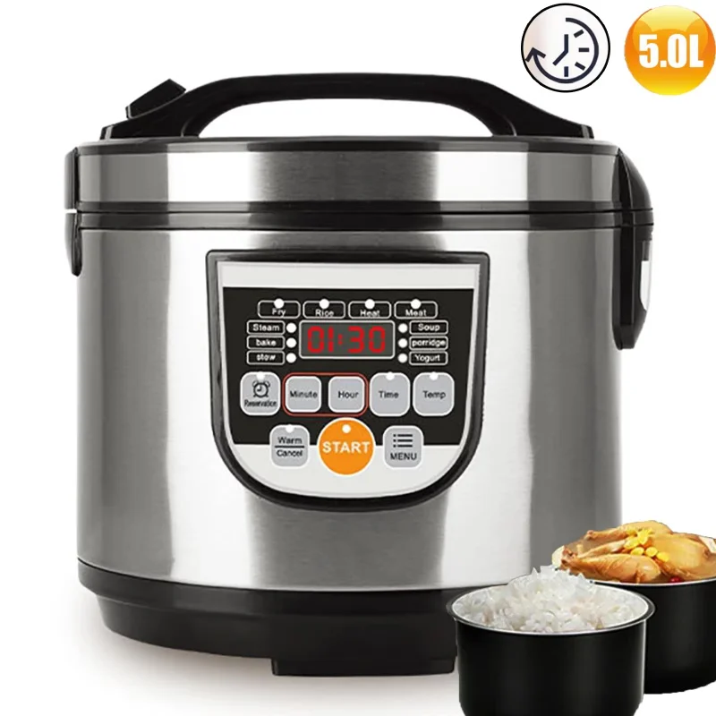 Cuiseur à riz numérique 5L, multicuiseur 700W avec écran LED et pot antiadhésif, fonction maintien au chaud, cuiseur vapeur pour repas en famille 1 Cuiseur à riz numérique 5L, multicuiseur 700W avec écran LED et pot antiadhésif, fonction maintien au chaud, cuiseur vapeur pour repas en famille 1
