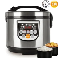 Cuiseur à riz numérique 5L, multicuiseur 700W avec écran LED et pot antiadhésif, fonction maintien au chaud, cuiseur vapeur pour repas en famille 1