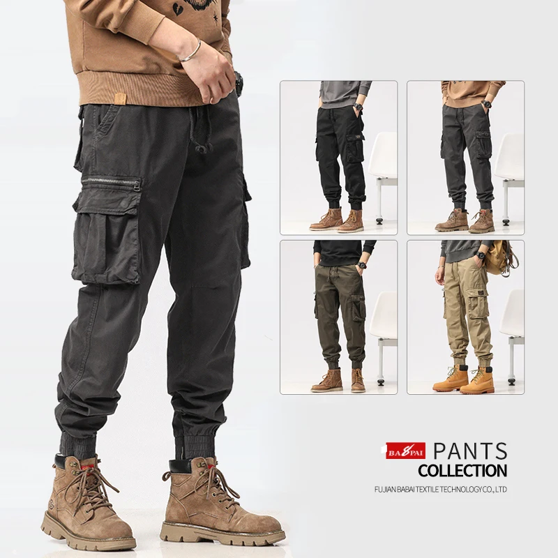 

BAPAI 2023 Summer Men Fashion Work Pants Outdoor Wear-resistant Mountaineering Trousers Work Clothes Street Fashion Cargo Pants