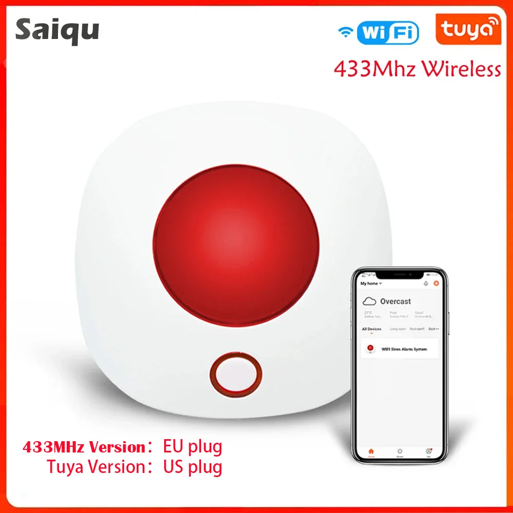 Siren Alarm Indoor Wireless Alarm Siren for GSM Alarm System 110dB WiFi Tuya Sound Light Flash Strobe High Decibel Loudspeaker