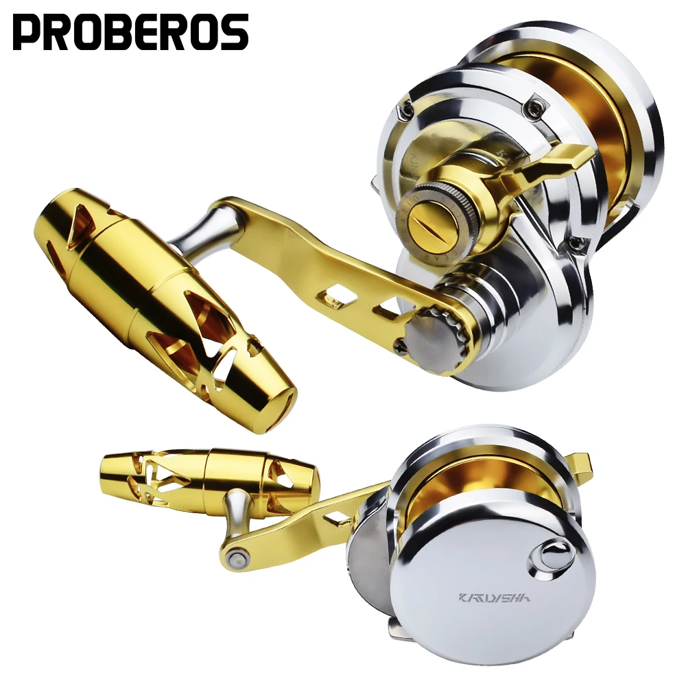 

PRO BEROS Saltwater Wheel 5.7:1 High Speed Jigging Reel Blue&Silver(Left/Right-Hand) Trolling Reel Aluminum CNC Machined Fishing