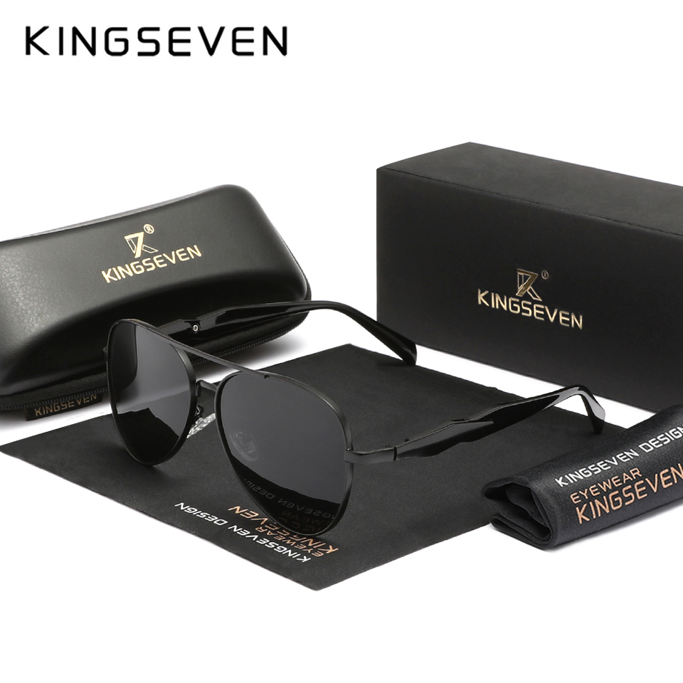 KINGSEVEN Trendy Classic Pilot Sunglasses For Men Driving Fishing Glasses Polarized UV400 Fashion Eyewear
