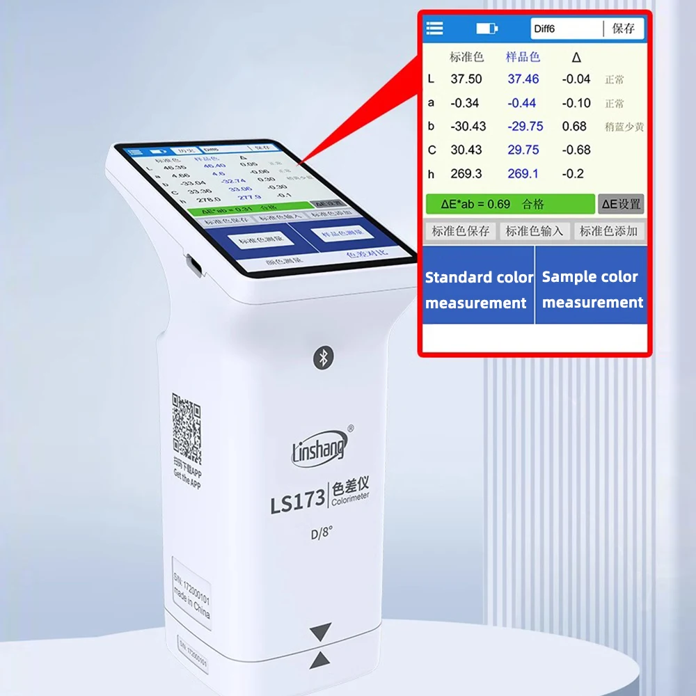 Intelligent Digital Color Difference Meter LS173 High Precision Plastic Textile Paint Metal Portable Color Difference Detector 3