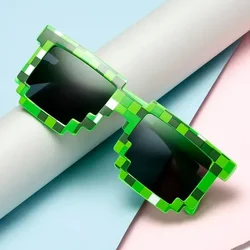 Fashion Sunglasses Kids cos play action Game Toy Minecrafter Square Glasses with EVA caseNovelty Mosaic Funny Goggles Boys Girls