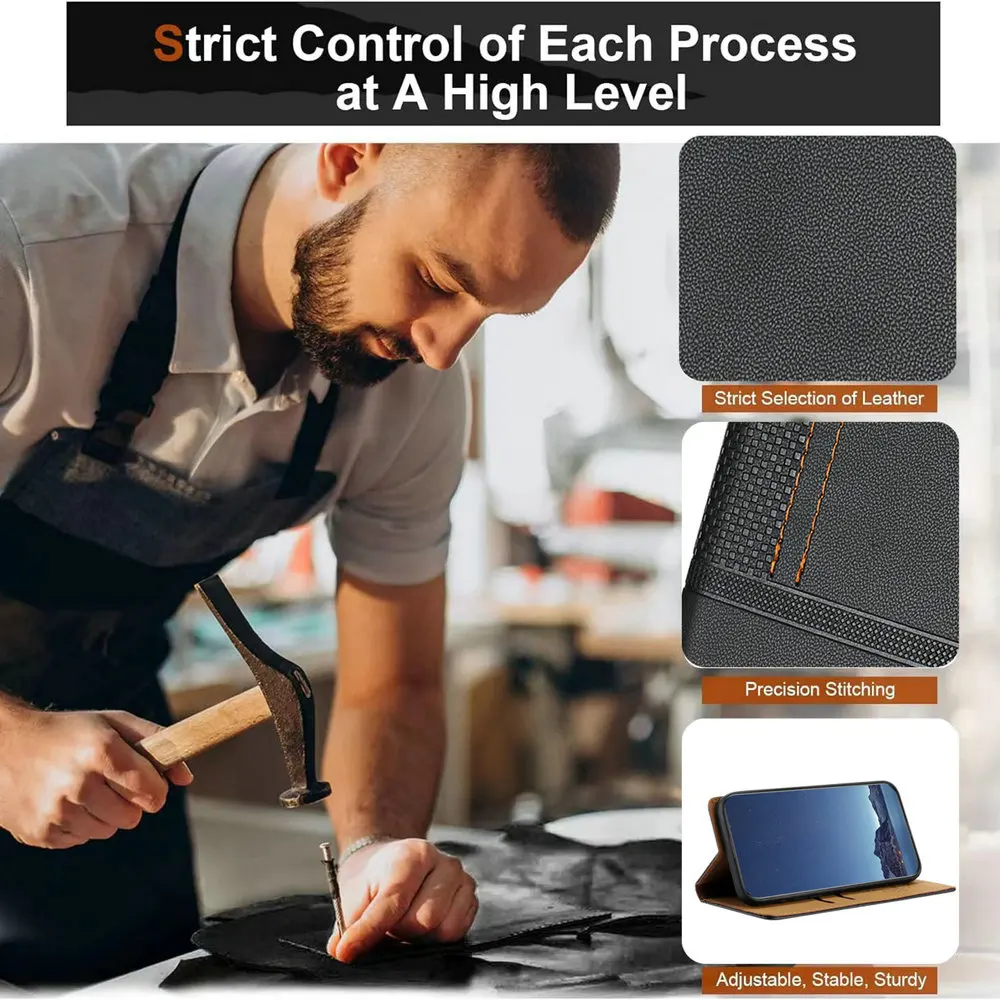 Luxury Leather Magnetic Card Holder 360° Protective Phone Case