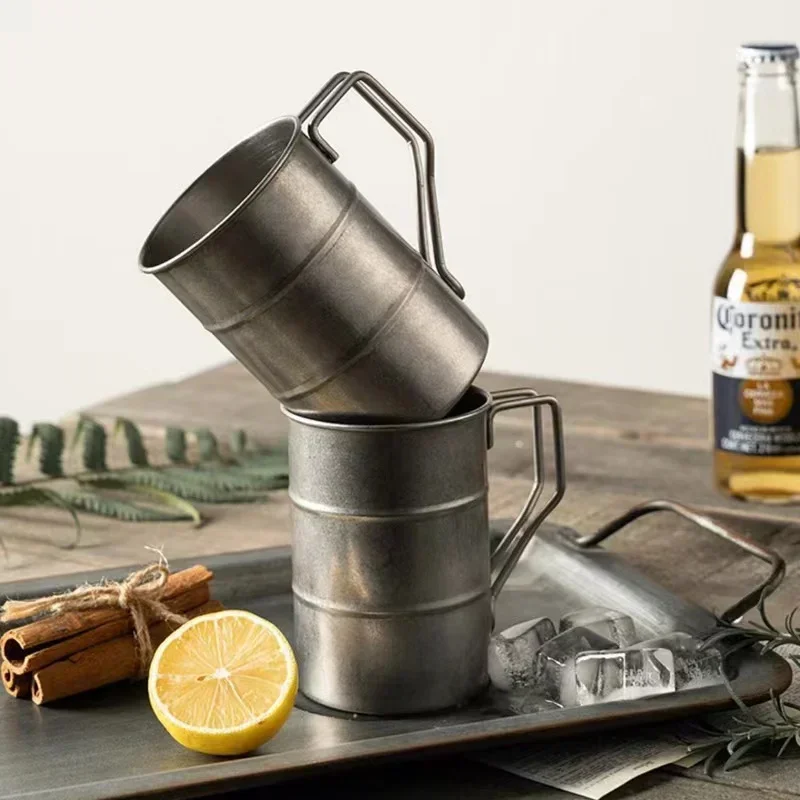 New Stainless Steel Outdoor Marco Cup, Water Cup, Industrial Style, Vintage, Creative Coffee, Camping, Picnic, Beer Coffee Mug L