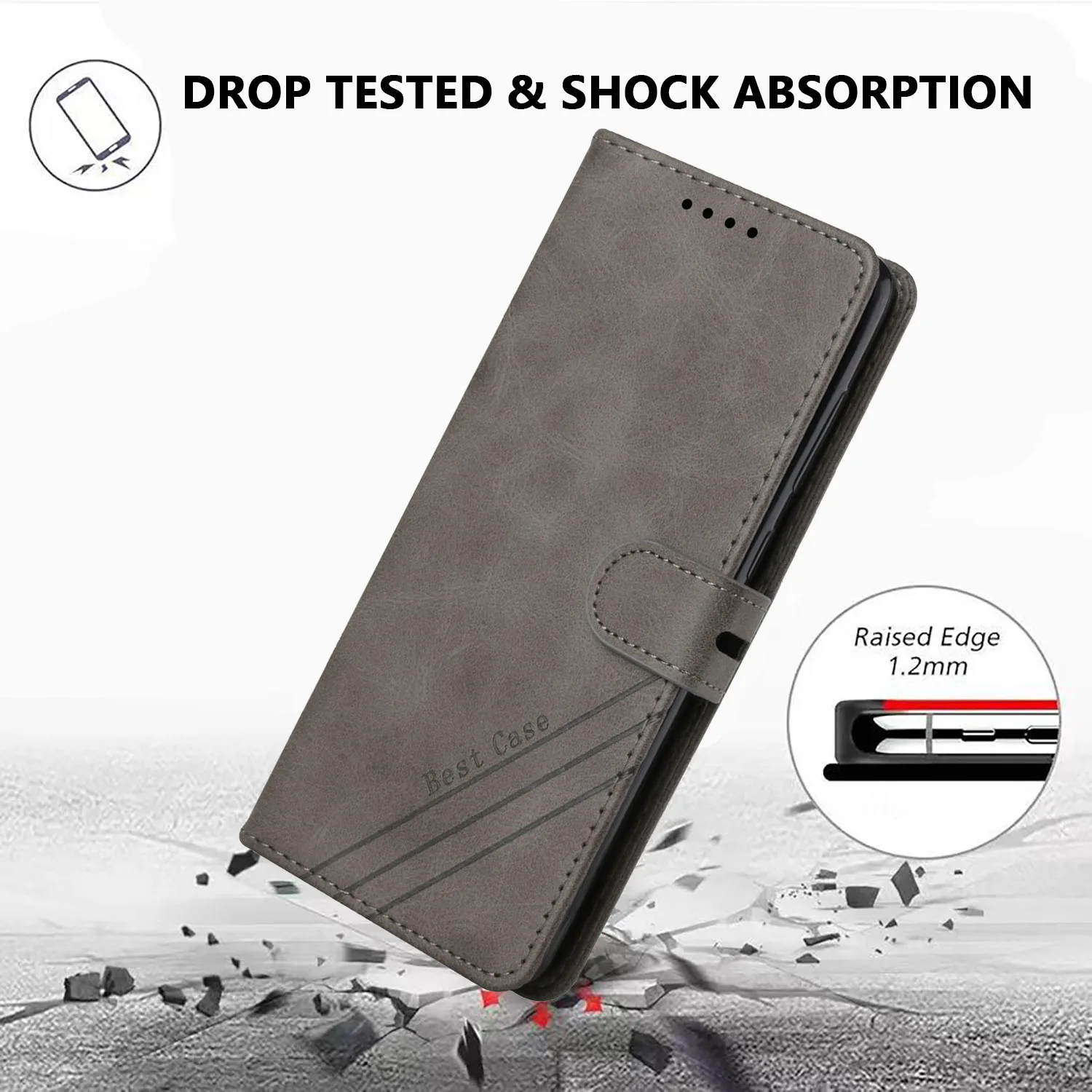 Luxury Leather Flip Phone Case with Strap - Protective Book Cover Wallet