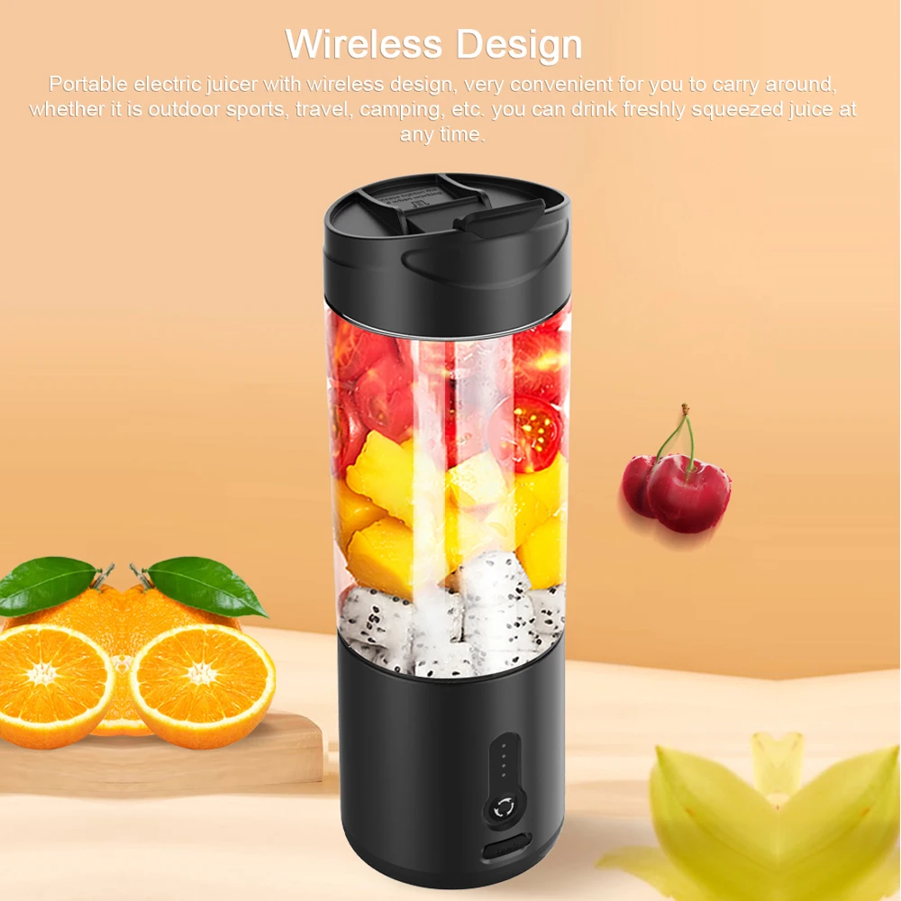 

Portable Blender Cup USB Electric Fruit Juicer Rechargeable Juice Mixer 530ml with 6 Blades for Outdoor Sports Travel Camping