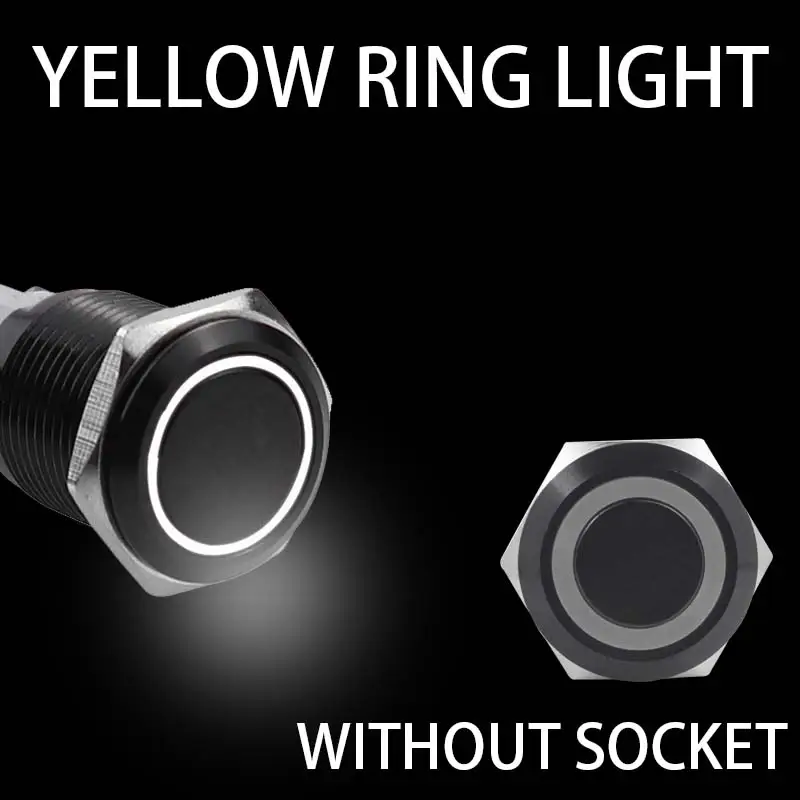 12/16/19/22mm Black shell Push Button Switch Metal Waterproof Latching Momentary LED Light Car Engine Power Switch Blue Red HUSA - Image 10