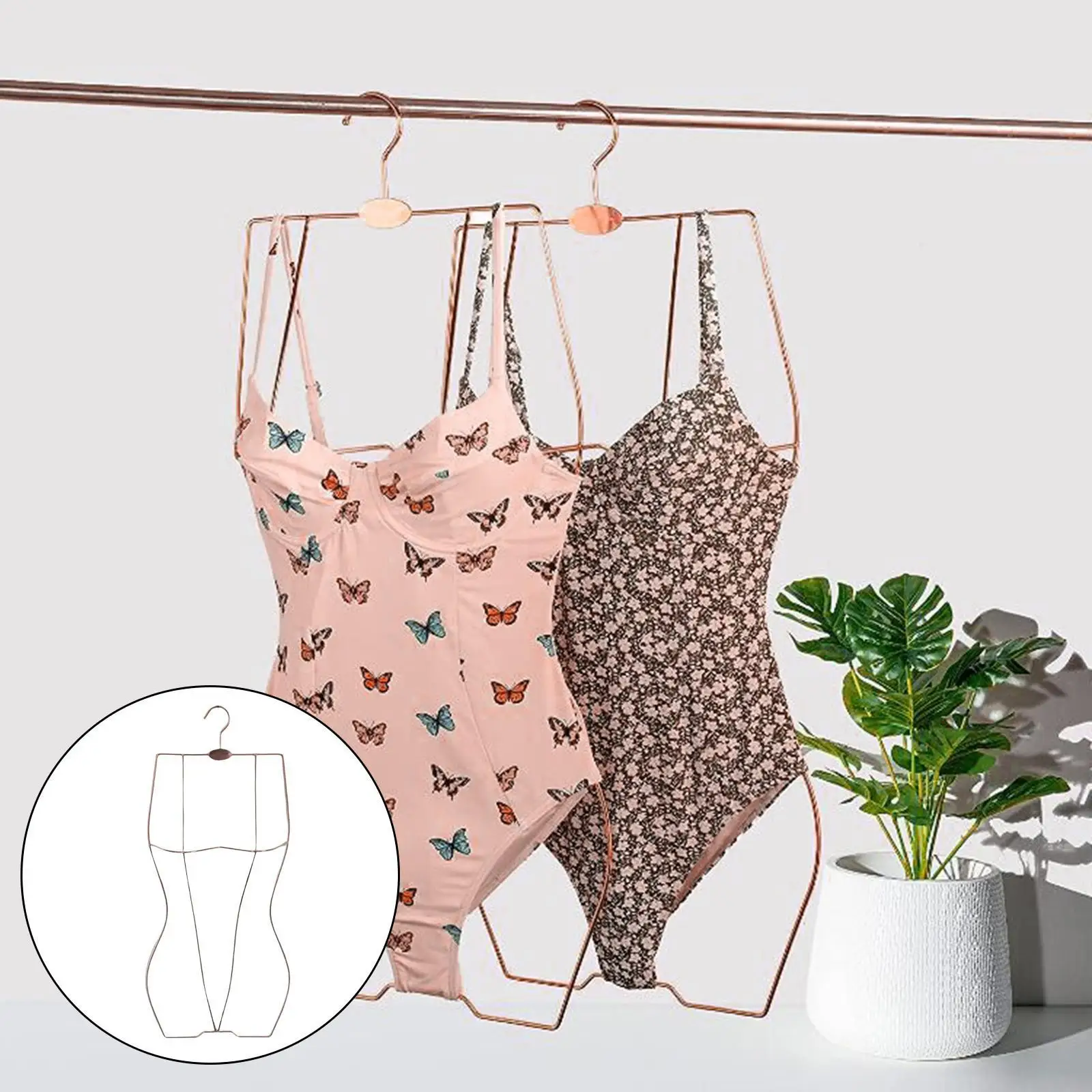 Body Shape Hanger para maiô e vestido, Lingerie Wardrobe Organizer, ouro rosa, Bikini Rack