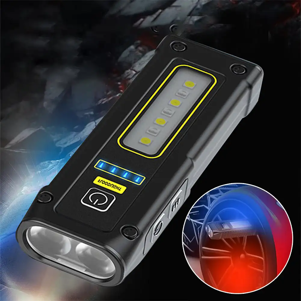 LED Flashlight NEW Design Super Bright LED Source Work Lamp Magnet Alarm SOS Key Chain Power Bank Waterproof Emergency Flashlight