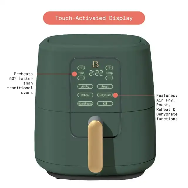 6 Qt Air Fryer with TurboCrisp Technology and Touch-Activated Display, Limited Edition Thyme Green by Drew Barrymore 3