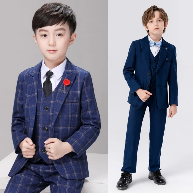 

Plaid Kids Blazer Evening Party Performance Baptism Costume Boys Suit For Wedding Teenager Formal Ceremony Tuxedo Dress Outfits