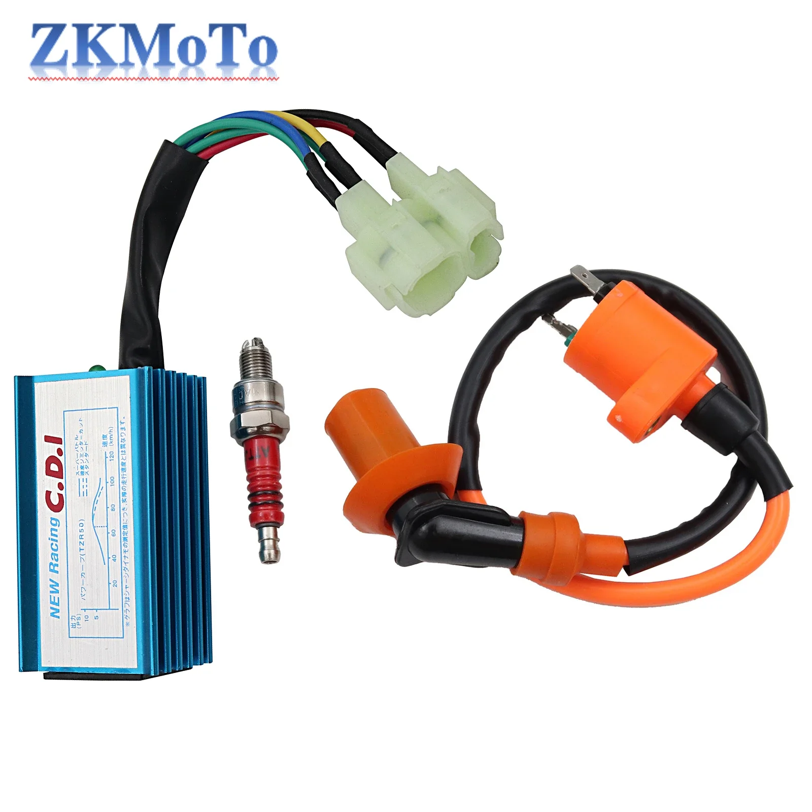 Motorcycle Ignition Coil Ignition CDI Box Motorcycle CDI Unit 5/6 Pin Ignition Coil With Racing CDI Box for GY6 50cc 70cc 90cc 110cc 125cc 150cc 139QMB 152QMI 157QMJ