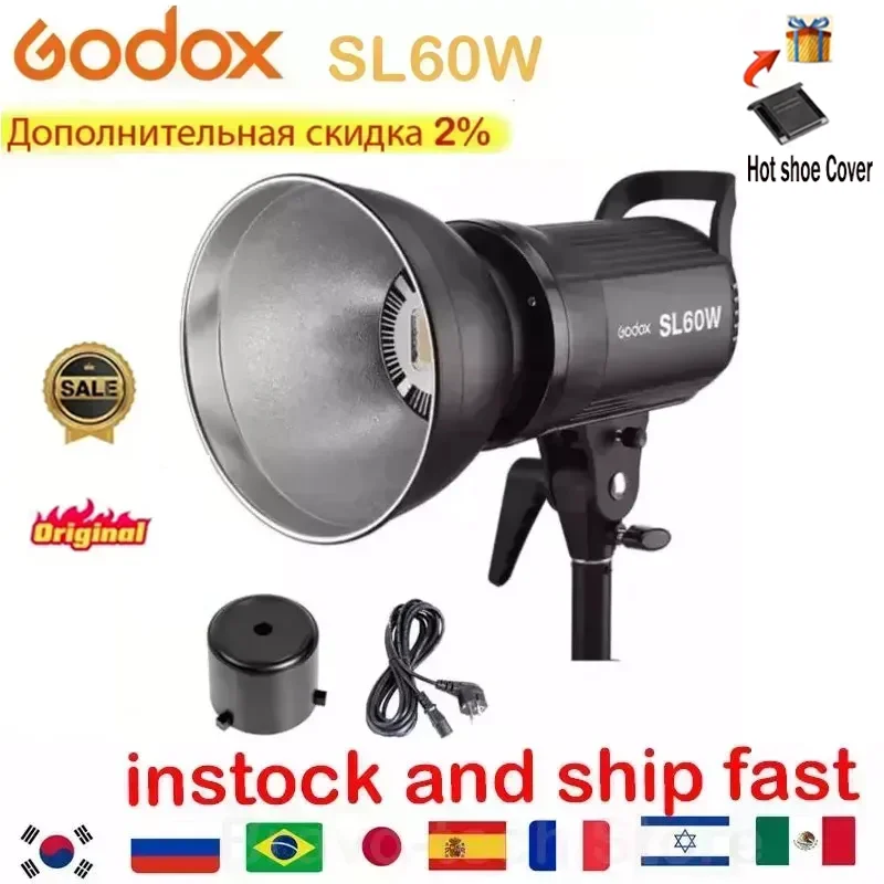 Godox SL60W SL-60W LED Video Light (Daylight-Balanced) for Photography  Studio Accessories Youtube Tiktok Live