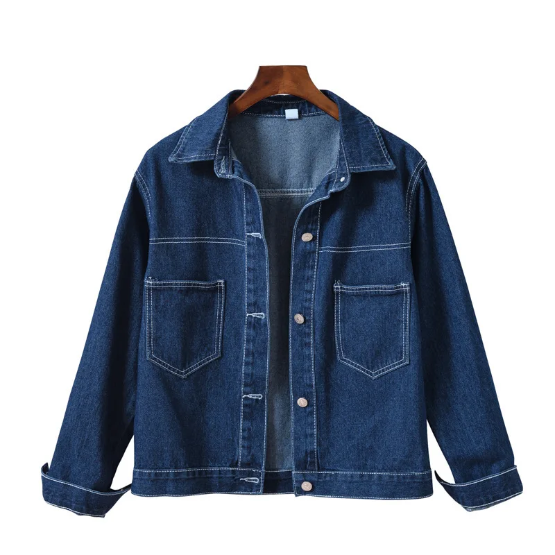 

2023 Spring Autumn Women Casual Denim Jackets Student Style Vintage Clothes Blue Jean Loose Korean Varsity Coat FE9890