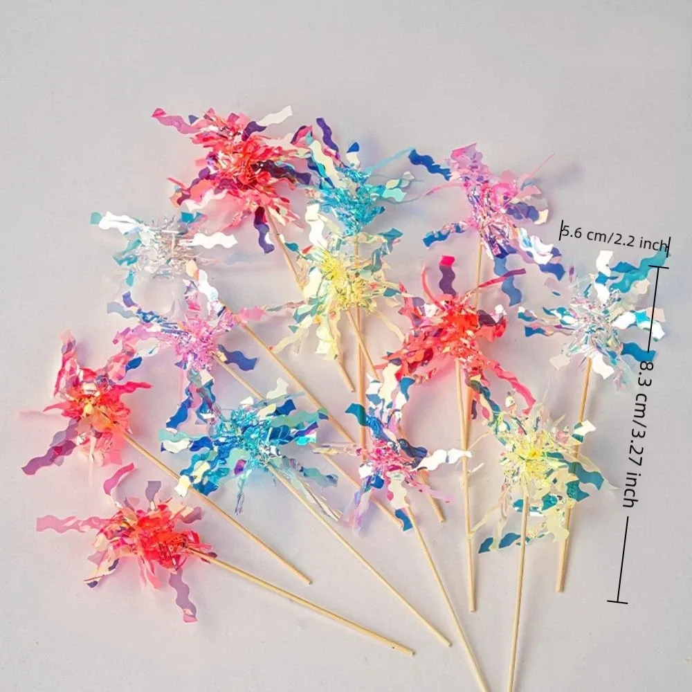 10 pieces Colorful Glitter Cake Topper Sparkle Bamboo Foil Firework Cupcake Toppers Tassels Cake Plugin Baking Dessert Decor
