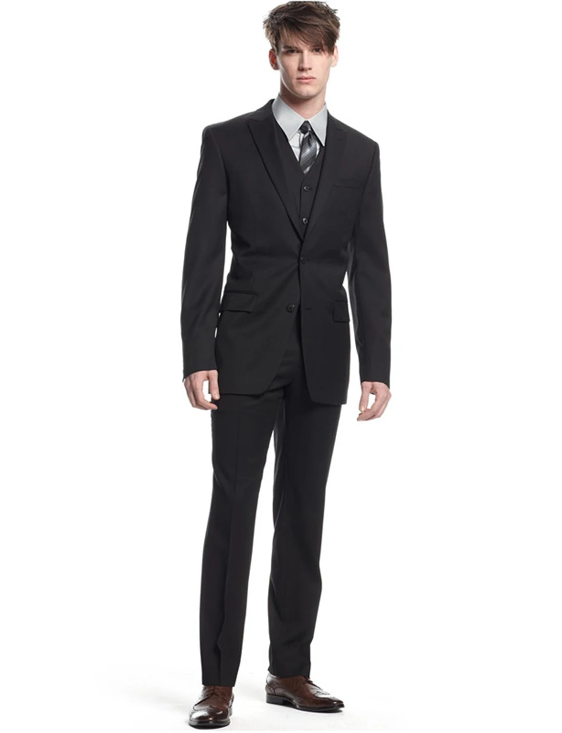 

Men's Solid 3-Piece Suit Slim Fit Notch Lapel Two Button Tuxedo Blazer Jacket Vest Pants