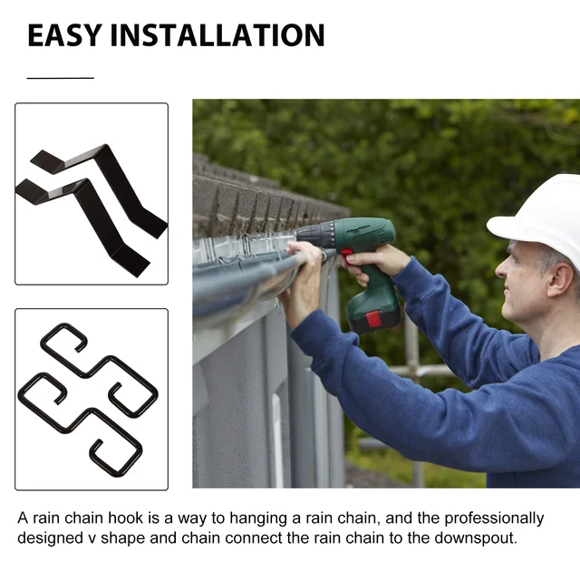 2 Esőlánc -Adapter Készlet Kültéri Ereszcsatorna -Telepítés Leereszkedési Kimeneti Esőhorog - Image 5