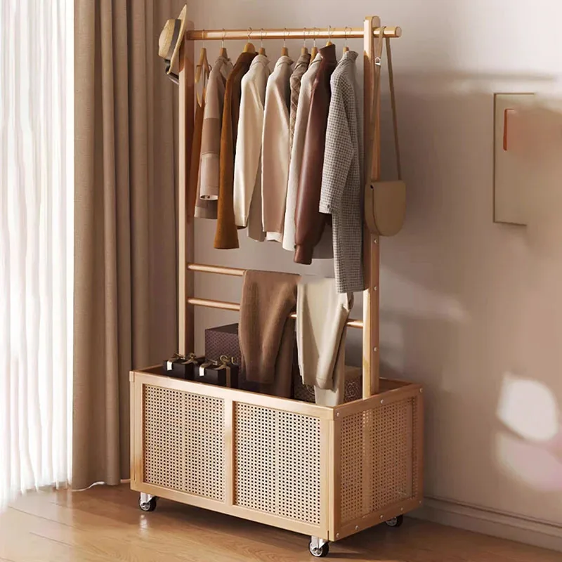 

Designer Basket Clothes Racks Drying Stand Storage Vintage Clothes Hangers Wheels Girls Aesthetic Vestidores Salon Furniture