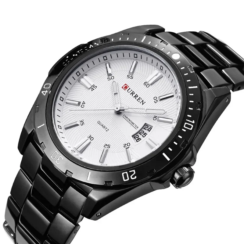 CURREN 8110 Men's Watch Fashion Calendar Watch Men's Steel Belt Waterproof Quartz