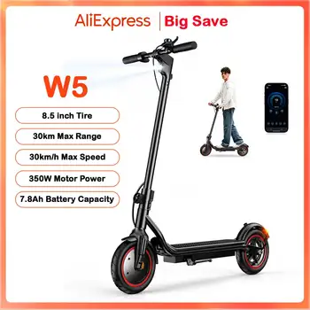 Scooter elettrico W5 Motore da 8,5 pollici 350W Batteria 36V7.8Ah Velocità massima 30 km Portata 34 km Pneumatici gonfiabili a doppio freno APP collegata